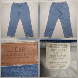 Lee Original‎ Jeans Women's 18P Blue Denim High Rise Straight Leg